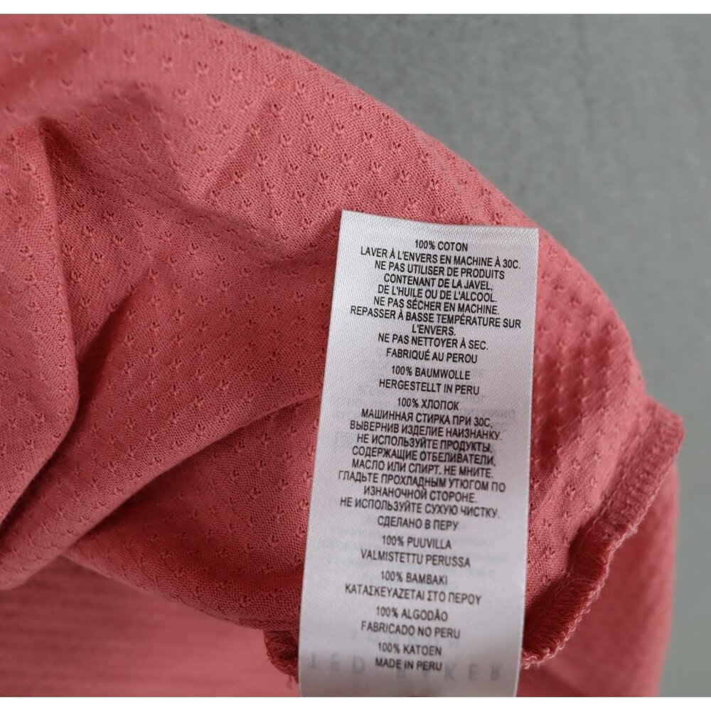 New Ted Baker Polo Shirt Mens 3XL Size 7 Pink Short Sleeve Knit Collared Logo - Picture 6 of 8